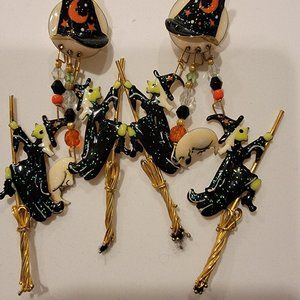 Lunch At The Ritz Halloween Witch Earrings vintage